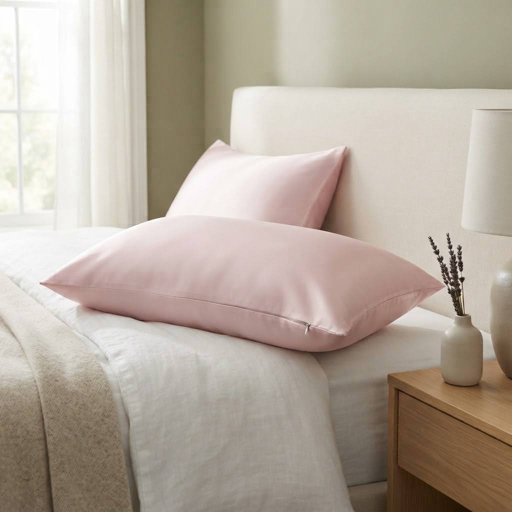 Silk Pillowcase "Beauty Sleep" (Powder Pink)